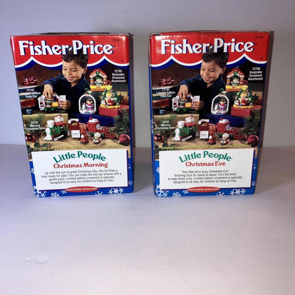 (2) VINTAGE 99’ Fisher Price Little People Ornaments Christmas Eve & Morning NEW - Picture 8 of 8